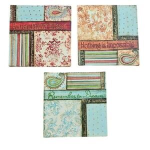 Set of 3 Canvas Inspirational Wall Hangings - 10" x 10" x 1"